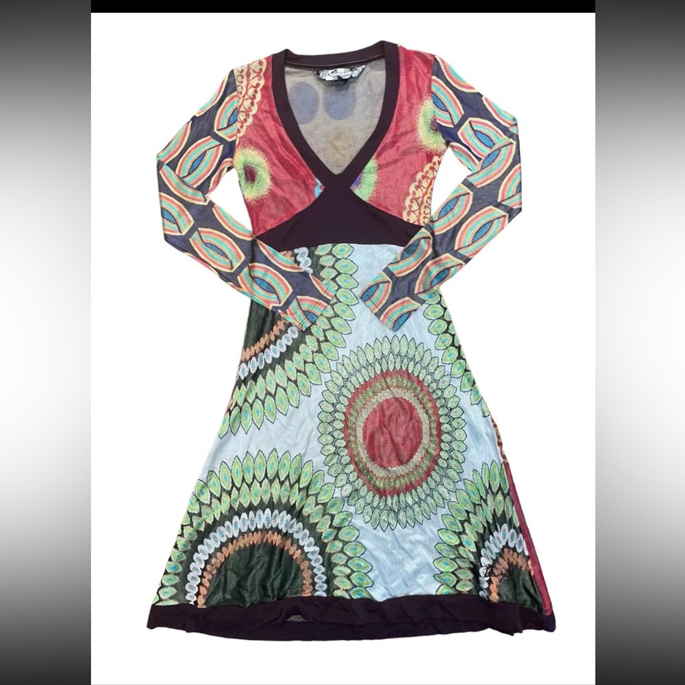 Desigual Women’s Dress Sz S Long Sleeve A Line Geometric Shape